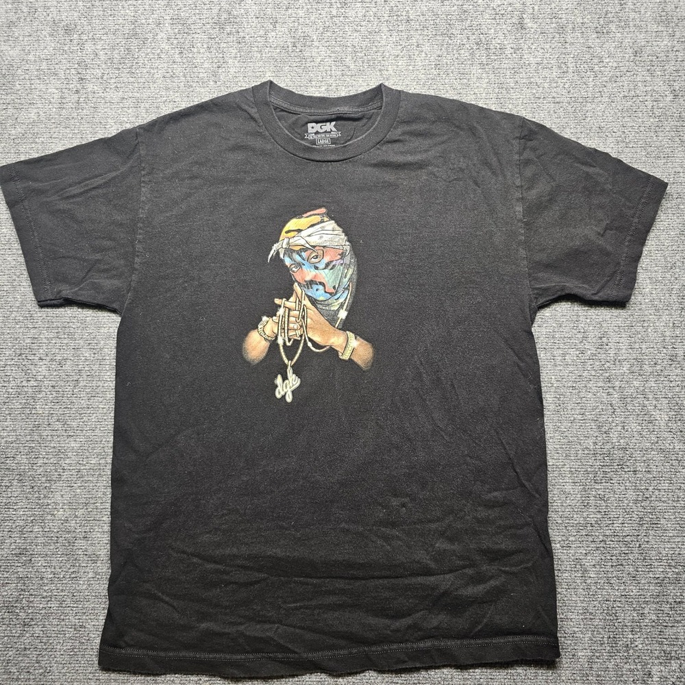 DGK Mens Graphic T-Shirt Black Large Streetwear Bandana Gold Chains Tee
